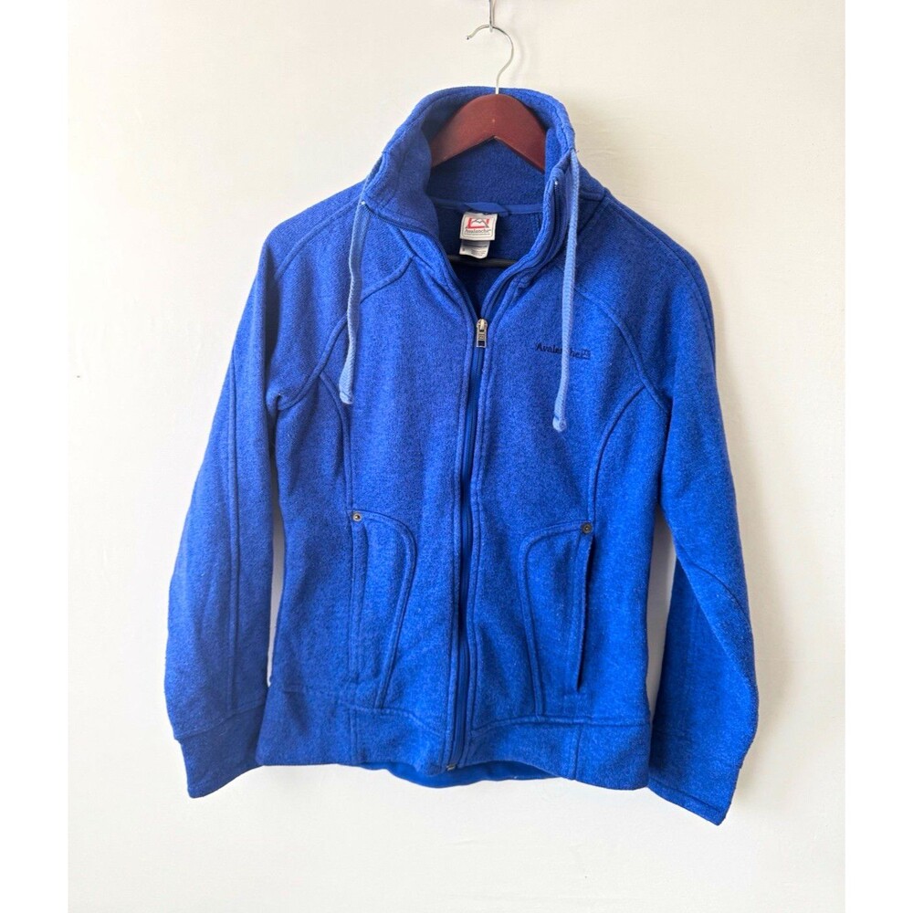 Avalanche Full Zip Fleece Hoodie Womens S Blue Hooded Pockets Logo